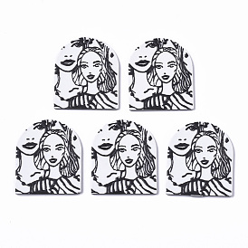 Подвески из ацетата целлюлозы (смолы), 3 d распечатано, полуовал с женским узором