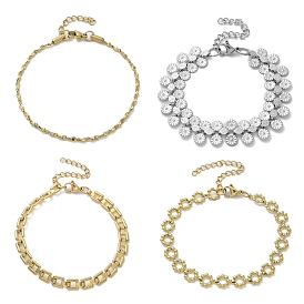 304 женские браслеты-цепочки со звеньями из нержавеющей стали, ионное покрытие (ip)