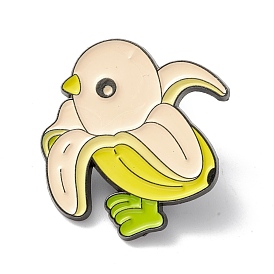 Эмалированная булавка в виде банановой птицы, брошь из мультяшного сплава для одежды рюкзака, металлический черный 