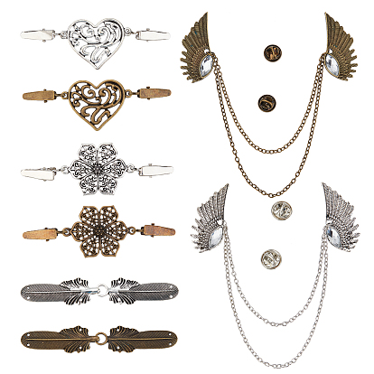 Vintage Alloy Sweater Clips, Cardigan Collar Clip, Mixed Shapes