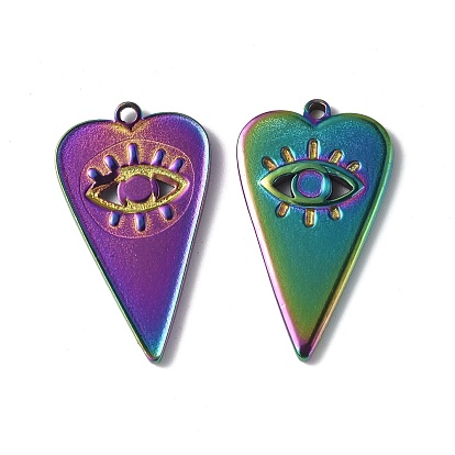 Ion Plating(IP) 304 Stainless Steel Pendant Cabochon Settings, Heart with Eye