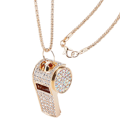 Colliers pendentifs sifflet en alliage et strass