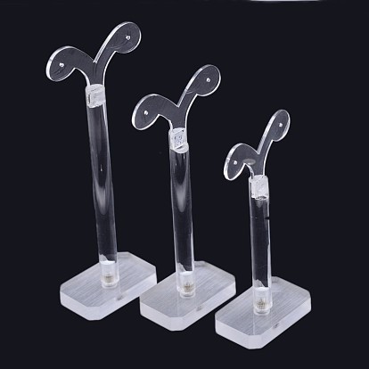T Bar Organic Glass Earring Displays Sets, Jewelry Display Rack, Jewelry Tree Stand, 11.4~15.5x5.9x3.1cm
