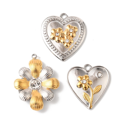 304 из нержавеющей стали горный хрусталь подвески, золотые и нержавеющая сталь цвет