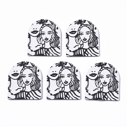 Подвески из ацетата целлюлозы (смолы), 3 d распечатано, полуовал с женским узором