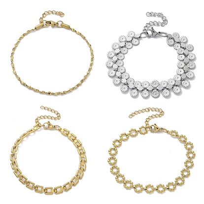 304 женские браслеты-цепочки со звеньями из нержавеющей стали, ионное покрытие (ip)