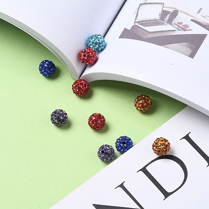 Pave Disco Ball Beads, Polymer Clay Rhinestone Beads, Grade A, Round