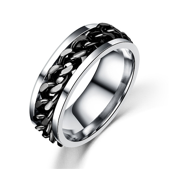 Titanium Steel Rotating Finger Ring, Fidget Spinner Ring for Calming Worry Meditation