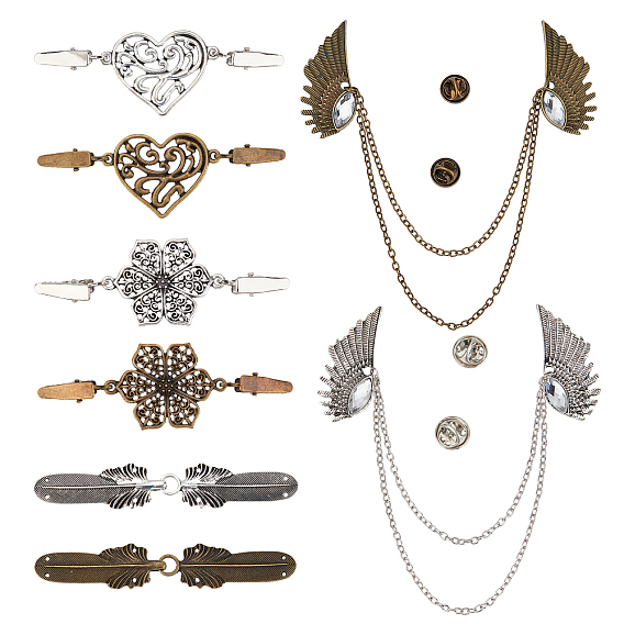 Vintage Alloy Sweater Clips, Cardigan Collar Clip, Mixed Shapes