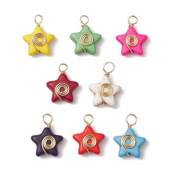 Подвески в форме звезды-вихря из окрашенной синтетической медной проволоки бирюзового цвета, разноцветные