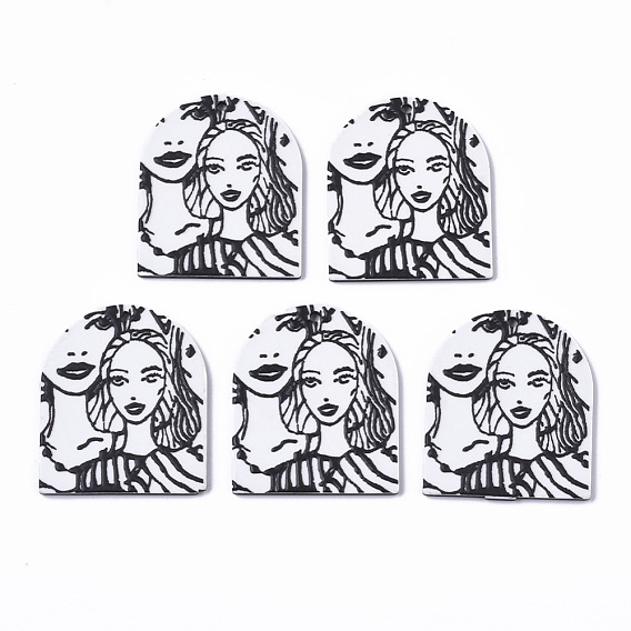 Подвески из ацетата целлюлозы (смолы), 3 d распечатано, полуовал с женским узором