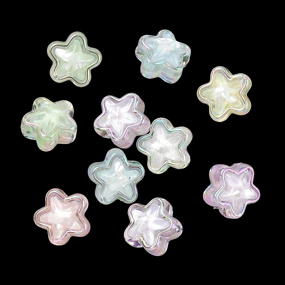 Plating Transparent Acrylic Beads, Star