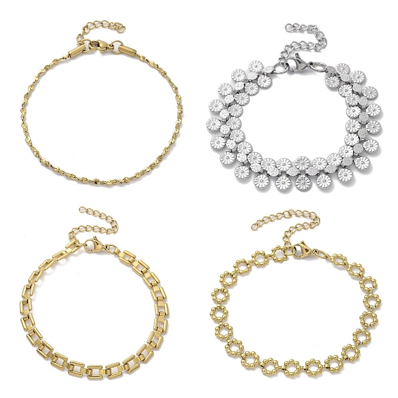 304 женские браслеты-цепочки со звеньями из нержавеющей стали, ионное покрытие (ip)