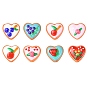 9pcd 9 цветные стеклянные бусины, окрашенные в цвет, эмалевые бусины, сердце с фруктами