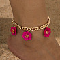 Браслеты на ногу из сплава с подвесками в виде витой цепочки с глубоким розовым цветком для женщин
