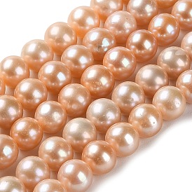 Perles de nacre naturelle brins, ronde, note 4a+