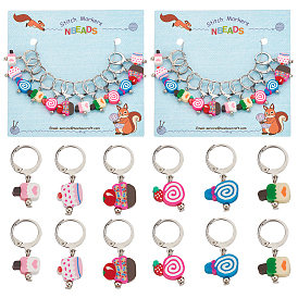 12шт 6 стиль ручной работы из полимерной глины маркеры для десертных петель с замком, оттенок нержавеющей стали 304 маркер застежки-застежки из нержавеющей стали