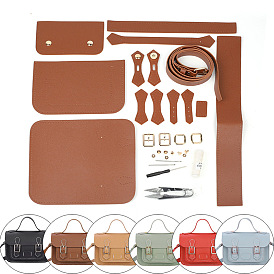 DIY Knitting Crochet Bag Making Kit, Including PU Leather Bag Accessories, Alloy Clasps, Iron Needles, Waxed Cord, Screwdriver & Scissor