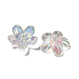 Capuchons de perles acryliques irisés à placage uv, Flower 5 pétales