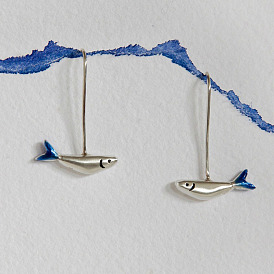 Alloy Enamel Dangle Earrings, Fish