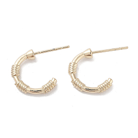 Wire Wrapped Half Ring Alloy Studs Earrings for Women, with 304 Stainless Steel Pins