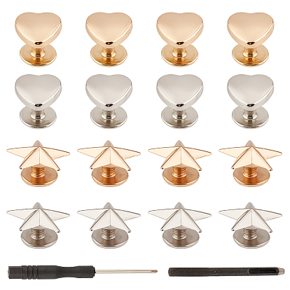 Alloy Decoration Screwback Stud Rivets and Tool, for Belt Clothes Purse Handbag Leather Craft, DIY Handmade Accessories