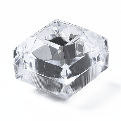 Transparent Plastic Ring Boxes, with Sponge, Jewelry Box, Square