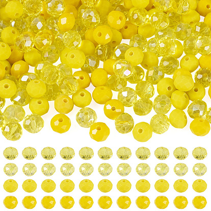 200 pcs 4 couleurs galvanoplastie perles de verre brins, de couleur plaquée ab , facette, rondelle