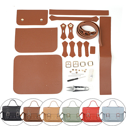 DIY Knitting Crochet Bag Making Kit, Including PU Leather Bag Accessories, Alloy Clasps, Iron Needles, Waxed Cord, Screwdriver & Scissor