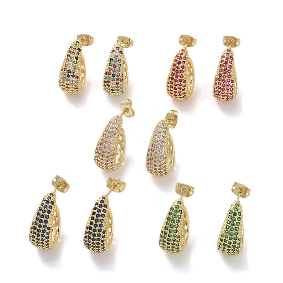 Латунные микро проложить серьги стержня кубического циркония, серьги-кольца в форме полукольца