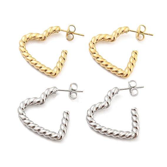 304 серьги из нержавеющей стали, полукруглые серьги для женщин, скрутить кольцо в форме сердца