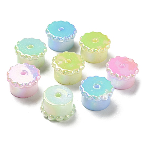 UV Plating Rainbow Iridescent Opaque Acrylic Beads, Column