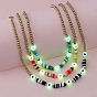 Collier de perles heishi coeur acrylique lumineux & plastique & argile polymère, bijoux phosphorescents pour enfants