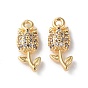 Rack Plating Brass Cubic Zirconia Pendants, Flower