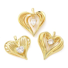 Латунные микро проложить кубического циркония подвески, сердце, стойки покрытие, долговечный, без свинца и без кадмия
