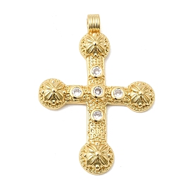 Латунные микропаве прозрачные подвески с фианитом, долговечный, стойки покрытие, без свинца и без кадмия, крест прелести