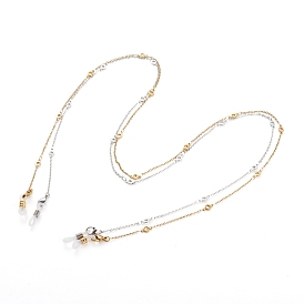 304 Edelstahl-Glieder-Brillenketten-Sets, Halsband für Brillen, mit 304 Edelstahl-Gliederketten und Gummi-Brillenhalter