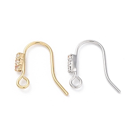 Brass Micro Pave Clear Cubic Zirconia Earring Hooks