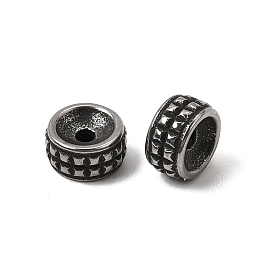 316 Surgical Stainless Steel Beads, Rondelle with Grid Pattern