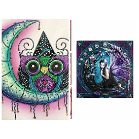 DIY Fairy/Owl Pattern Diamond Painting Kits, Including Resin Rhinestones, Diamond Sticky Pen, Tray Plate and Glue Clay