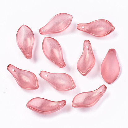 Transparent Baking Paint Glass Pendants, Frosted, Petal