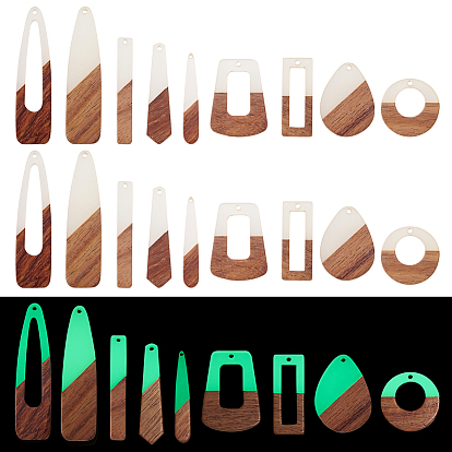 Набор для изготовления геометрических сережек своими руками, включая светящийся в темноте кулон из дерева и смолы, Латунные крючки для сережек, многоугольник, прямоугольник, капля, пончик и треугольник