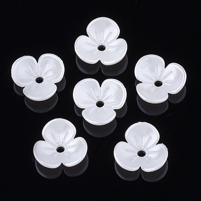 3-Petal ABS Plastic Imitation Pearl Bead Caps, Flower
