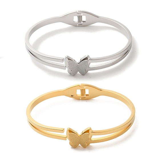 Регулируемое вакуумное покрытие 304 браслеты из нержавеющей стали, браслеты-манжеты в виде бабочек для женщин