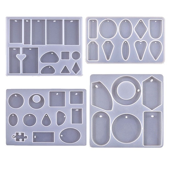 Pendants Food Grade Silicone Mold, Resin Casting Molds, for UV Resin, Epoxy Resin Craft Making, White