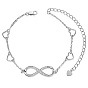 925 Sterling Silber Link Armbänder, mit der Note aaa Zirkonia, Herz und Unendlichkeit