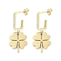 Clover 304 Stainless Steel Dangle Earrings, Rhinestone Stud Earrings for Women