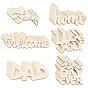 Natural Wood Cabochons, Undyed, Laser Cut, Word, Mixed Shapes