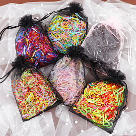 Colorful Candy Hair Ties for Kids, Non-Damaging Elastic Bands in Cute Drawstring Bag