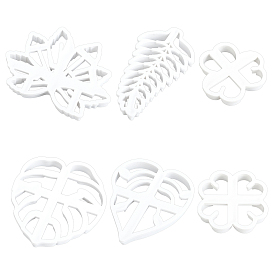 SUPERDANT 6Pcs 6 Style PP Plastic Cookie Cutters, Leaf-shaped, Plant Series